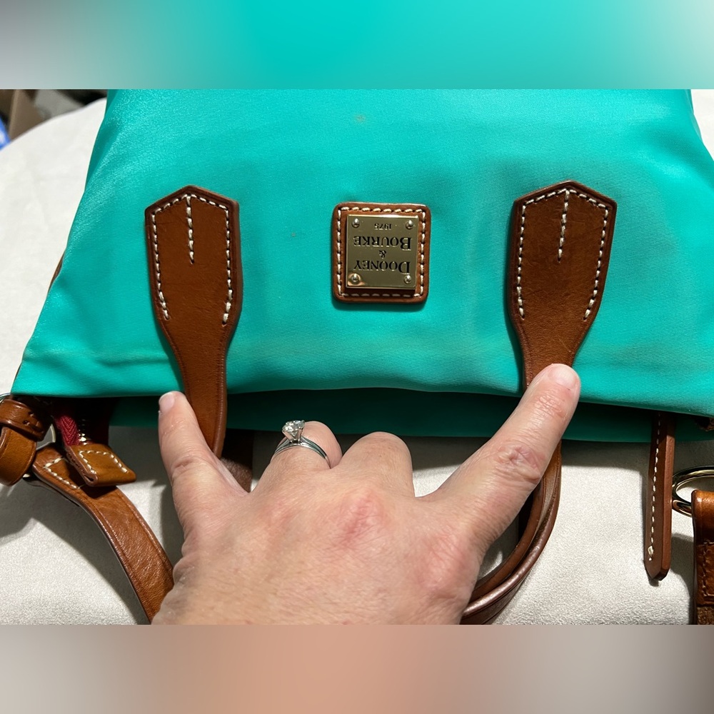 Dooney & Bourke Teal Nylon Windham Cleo Letter Carrier crossbody - Picture 13 of 16